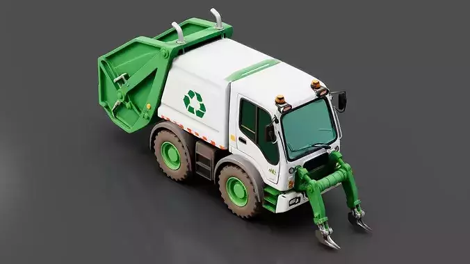 Front Loader Garbage Truck Low-poly 3D model 5