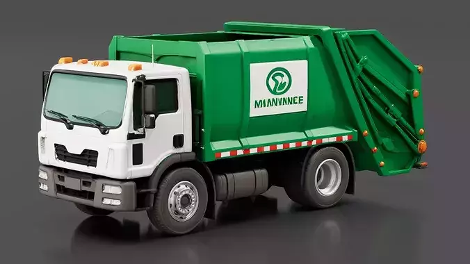 Garbage Truck - Refuse Truck Low-poly 3D model 2