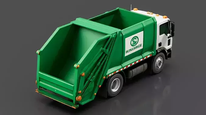Garbage Truck - Refuse Truck Low-poly 3D model 4