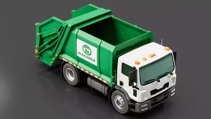 Garbage Truck - Refuse Truck Low-poly 3D model 5