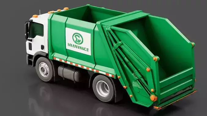 Garbage Truck - Refuse Truck Low-poly 3D model 3