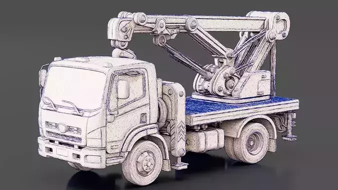 Heavy Duty Tow Truck Low-poly 3D model 7