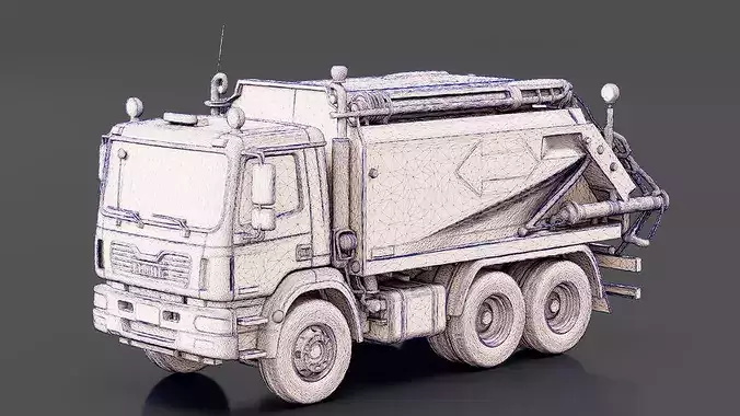 Road Maintenance Truck Low-poly 3D model 7