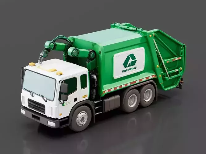 Side Loader Garbage Truck Low-poly 3D model