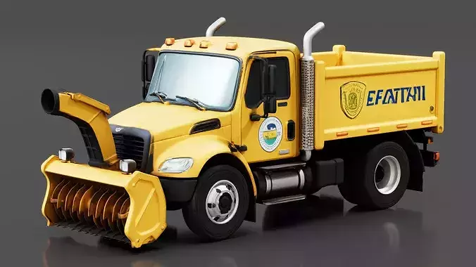 Snow Blower Truck Low-poly 3D model 2