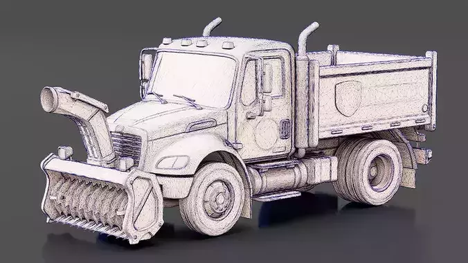 Snow Blower Truck Low-poly 3D model 7