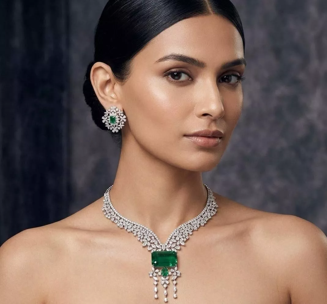 Luxury Emerald Diamond Necklace Set STL Jewelry CAD 3D print model