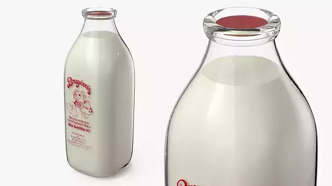 Broguieres Vintage Glass Milk Bottle 3D model 3