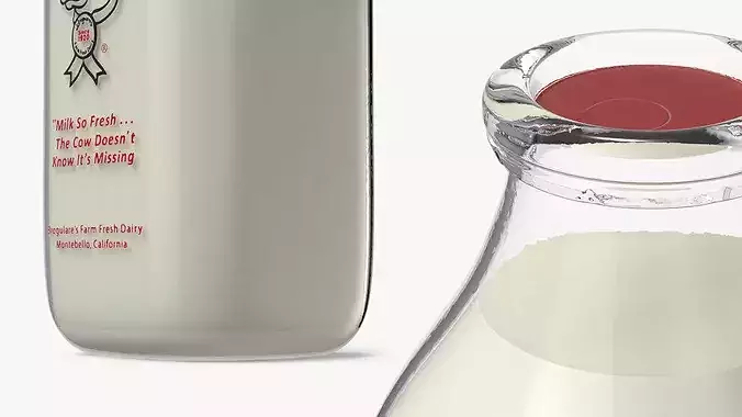 Broguieres Vintage Glass Milk Bottle 3D model 4