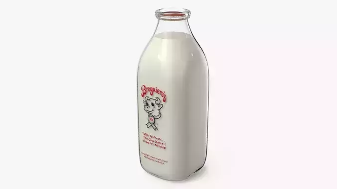 Broguieres Vintage Glass Milk Bottle 3D model