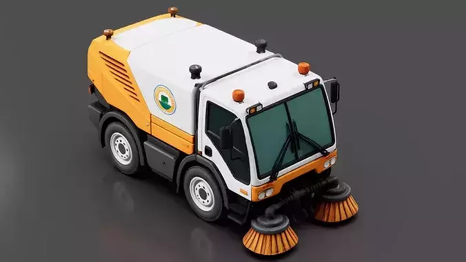 Street Sweeper Truck Low-poly 3D model 5