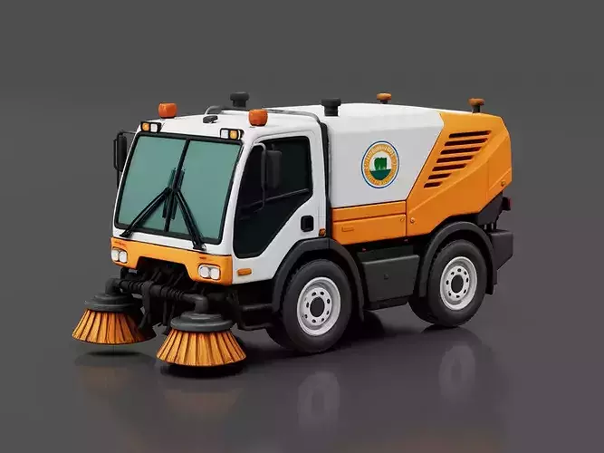 Street Sweeper Truck Low-poly 3D model