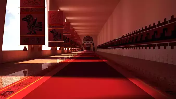 Mayan hallway with carpet