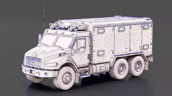 SWAT Armored Truck Low-poly 3D model 7