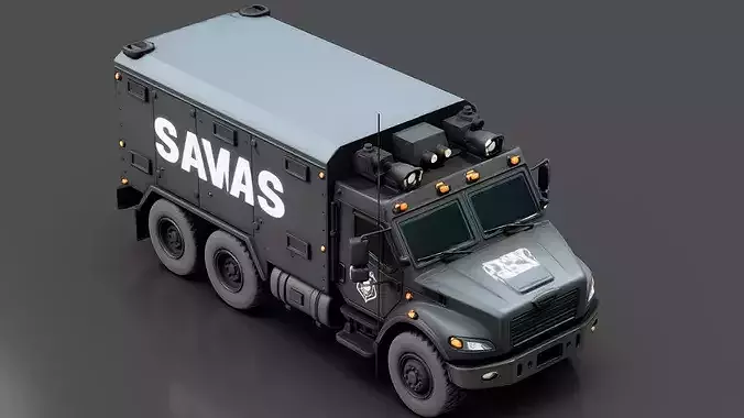 SWAT Armored Truck Low-poly 3D model 5