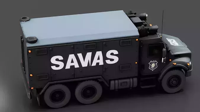 SWAT Armored Truck Low-poly 3D model 4
