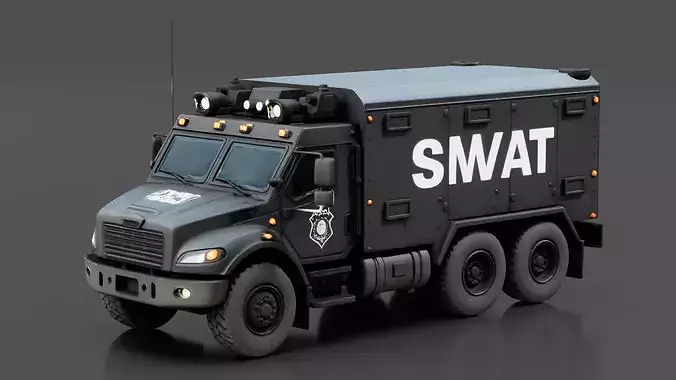 SWAT Armored Truck Low-poly 3D model 2