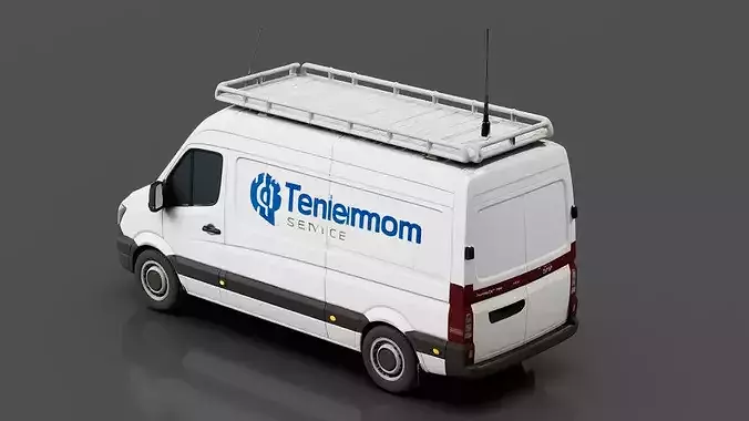 Telecom Service Van Low-poly 3D model 3
