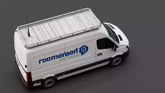 Telecom Service Van Low-poly 3D model 4