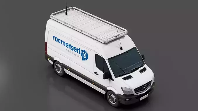 Telecom Service Van Low-poly 3D model 5