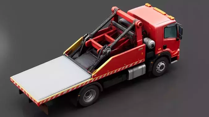 Tow Truck Flatbed Low-poly 3D model 4