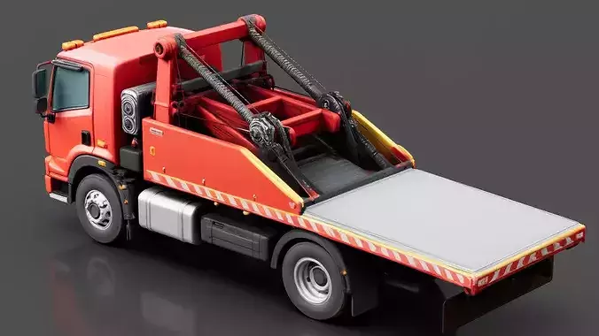 Tow Truck Flatbed Low-poly 3D model 3