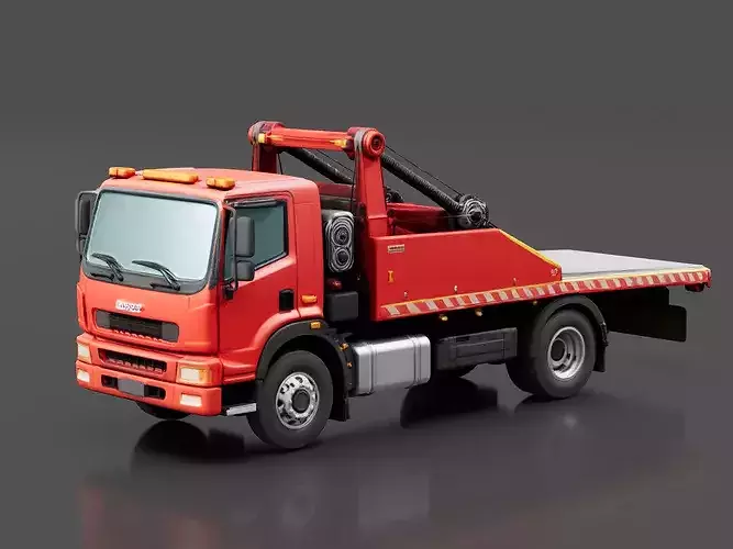 Tow Truck Flatbed Low-poly 3D model