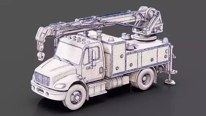 Utility Repair Truck Low-poly 3D model 7