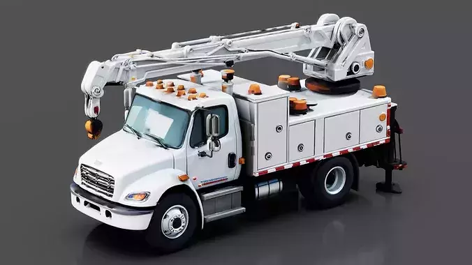 Utility Repair Truck Low-poly 3D model 2