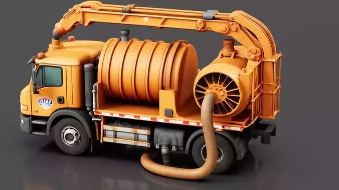 Vacuum Sewer Truck Low-poly 3D model 4