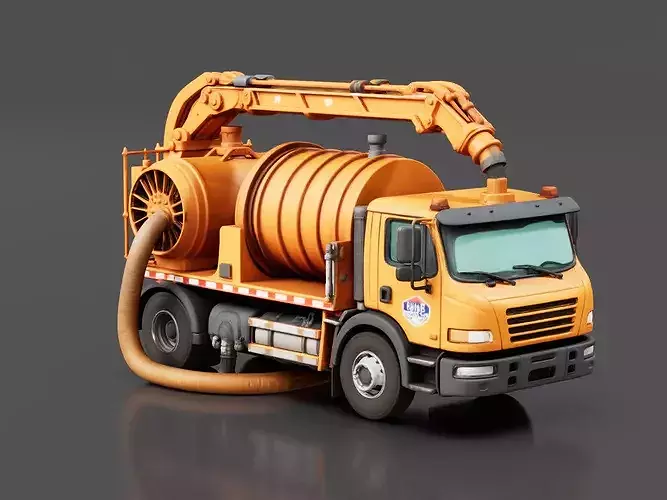 Vacuum Sewer Truck Low-poly 3D model