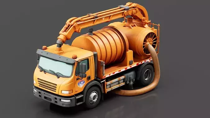 Vacuum Sewer Truck Low-poly 3D model 3