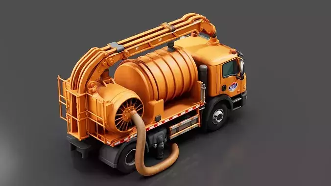 Vacuum Sewer Truck Low-poly 3D model 5
