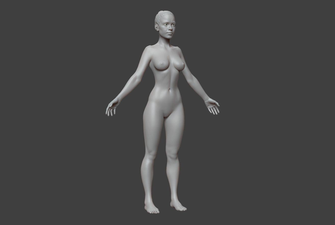 Female Body Basemesh 2 Low-poly 3D model_8