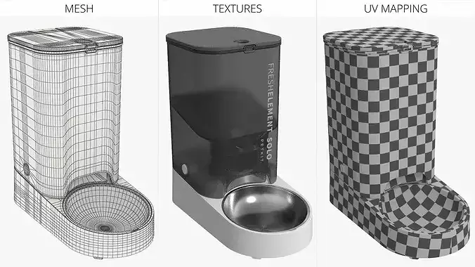 PETKIT SOLO Automatic Pet Food Dispenser Black 3D model 5