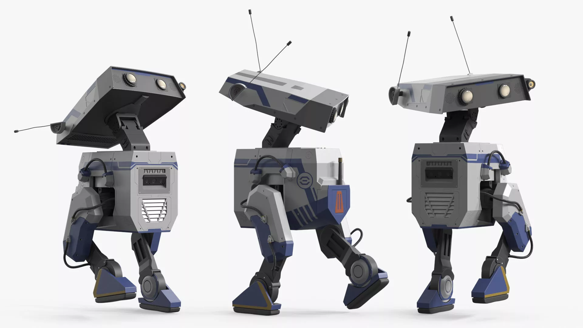 Nvidia AI Patrol Unit with Antennas White Blue Rigged 3D model