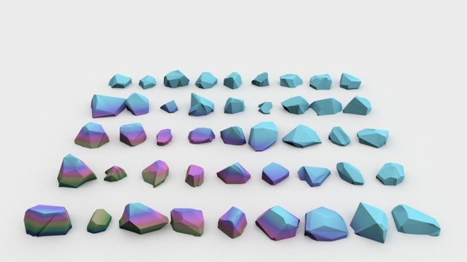 Lowpoly Stones - Set 3 rocks Low-poly 3D model