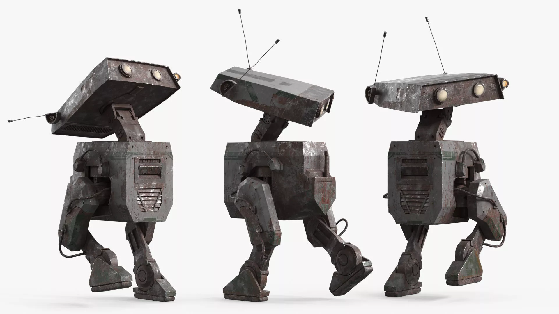AI Assistant Mech Unit Old Rusted Rigged 3D model