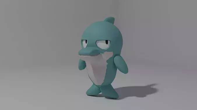 Cute Cartoon Dolphin - Stylized 3D Printable Character