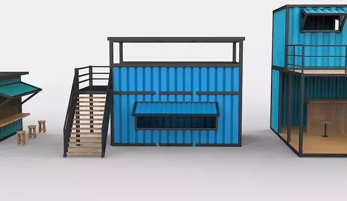 Container cafe set 02 3D model 7