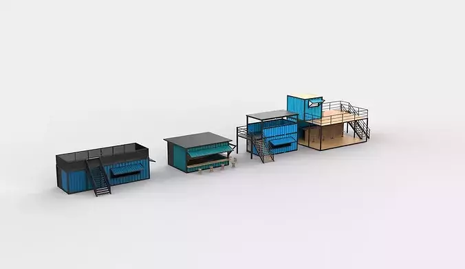 Container cafe set 02 3D model 3