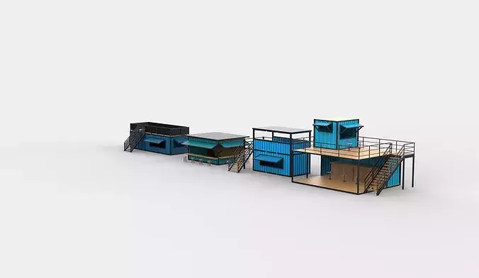 Container cafe set 02 3D model 2