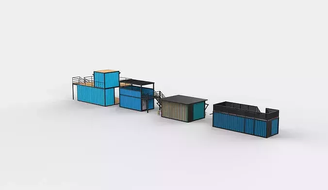 Container cafe set 02 3D model 4