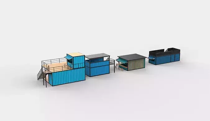 Container cafe set 02 3D model 5