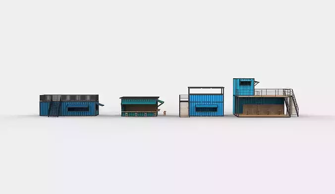 Container cafe set 02 3D model