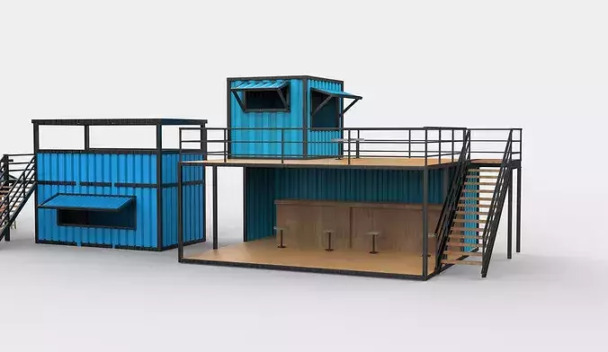 Container cafe set 02 3D model 6
