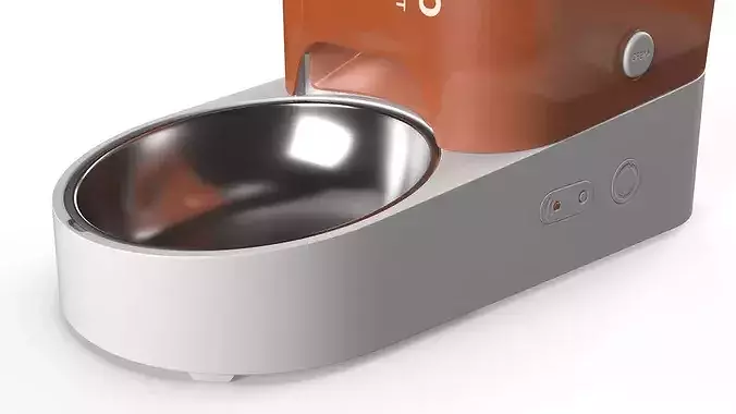 Automatic Pet Food Dispenser Orange 3D model 3
