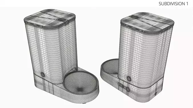 Automatic Pet Food Dispenser Orange 3D model 7