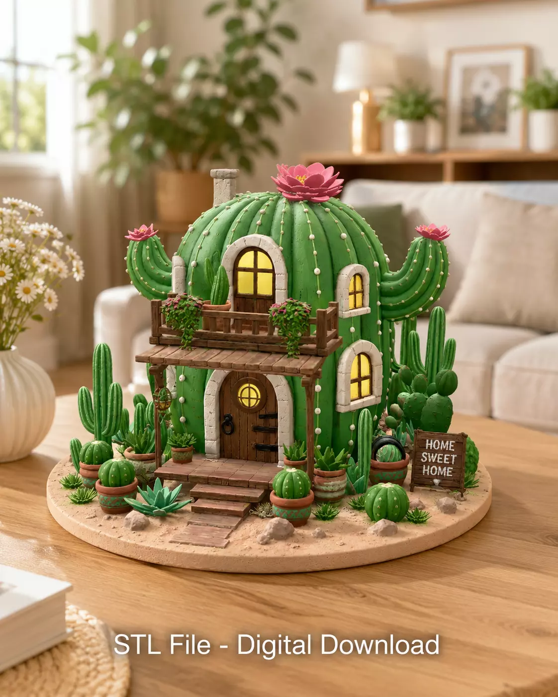Cactus Cottage House STL File for 3D Print 3D print model