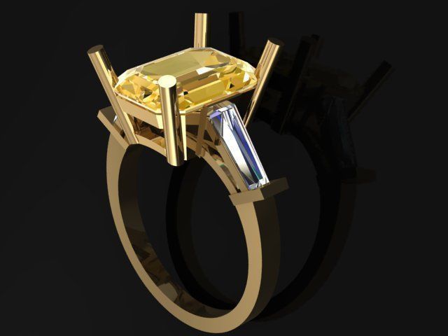 Ring engagement with sapphire 3D print model_1